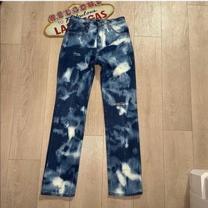 Bleached and distressed wranglers